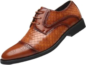 Men's Breathable Business Oxford Derby Modern Leather Business Casual Scale Pattern Comfort Formal Shoes
