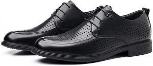 Mens Breathable Leather Dress Sandals Summer Perforated Genuine Leather Business Formal Office Oxford Shoes