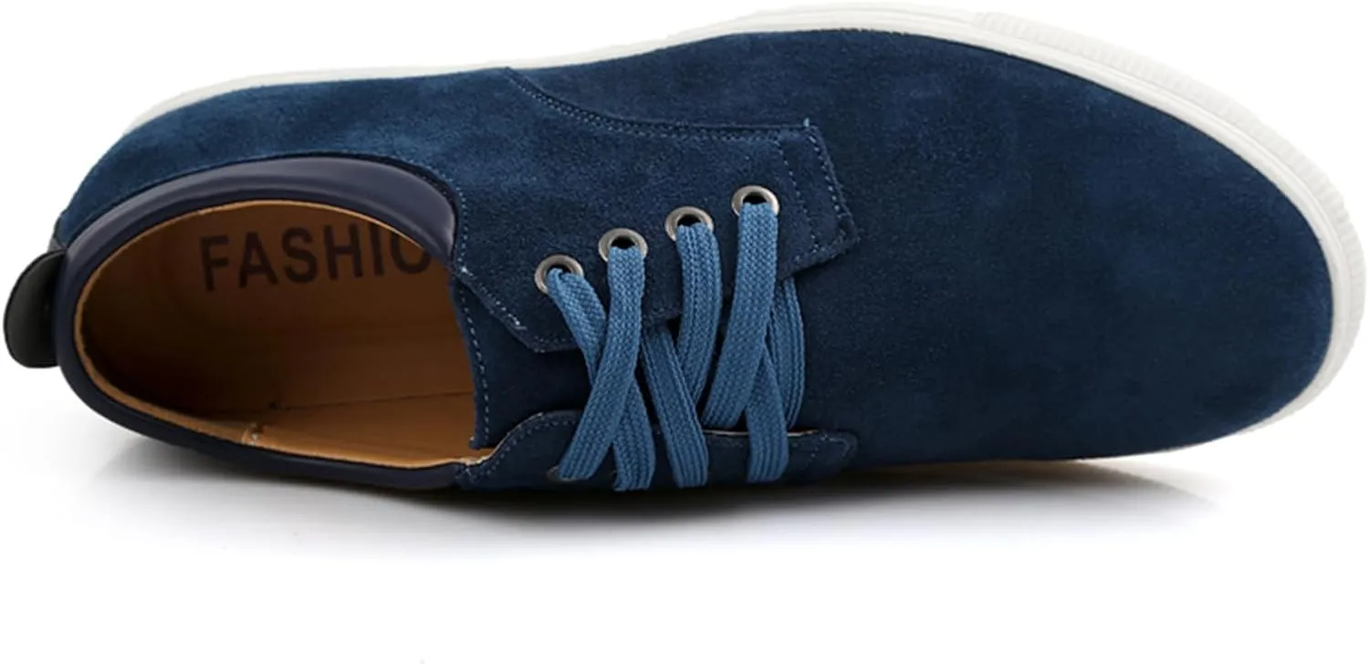 Men's Canvas Low Top Shoes Lace-Up Faux Suede Walking Loafer Shoes Fashion Casual Sneakers Lightweight Flat Driving Shoes
