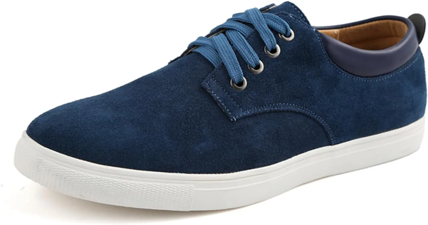 Men's Canvas Low Top Shoes Lace-Up Faux Suede Walking Loafer Shoes Fashion Casual Sneakers Lightweight Flat Driving Shoes