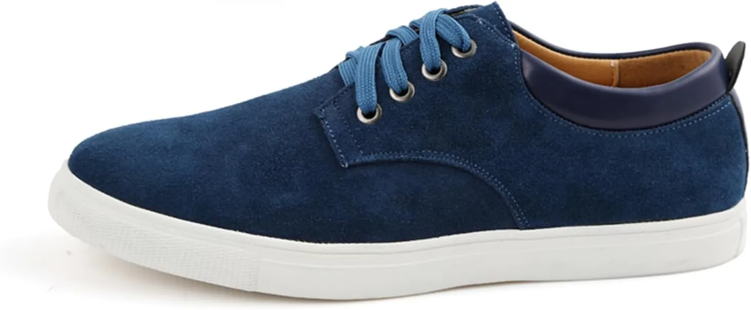Men's Canvas Low Top Shoes Lace-Up Faux Suede Walking Loafer Shoes Fashion Casual Sneakers Lightweight Flat Driving Shoes