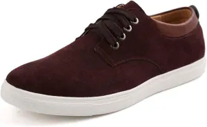 Men's Canvas Low Top Shoes Lace-Up Faux Suede Walking Loafer Shoes Fashion Casual Sneakers Lightweight Flat Driving Shoes