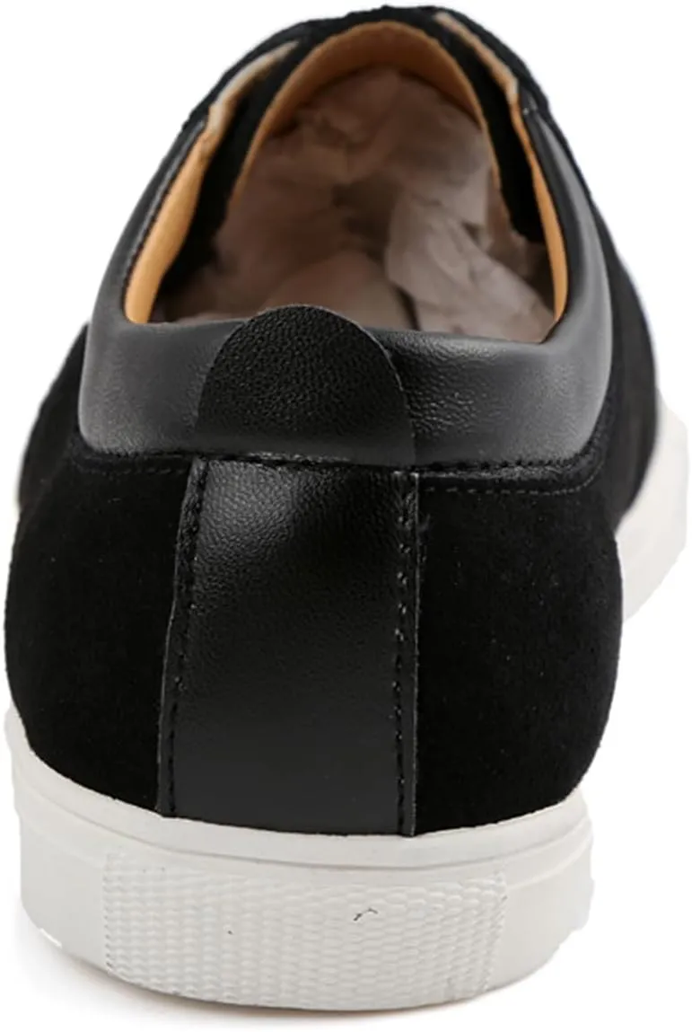 Men's Canvas Low Top Shoes Lace-Up Faux Suede Walking Loafer Shoes Fashion Casual Sneakers Lightweight Flat Driving Shoes