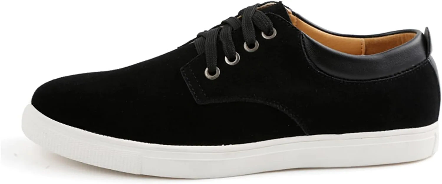 Men's Canvas Low Top Shoes Lace-Up Faux Suede Walking Loafer Shoes Fashion Casual Sneakers Lightweight Flat Driving Shoes