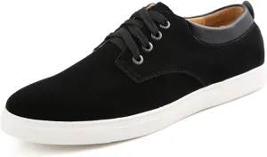 Men's Canvas Low Top Shoes Lace-Up Faux Suede Walking Loafer Shoes Fashion Casual Sneakers Lightweight Flat Driving Shoes