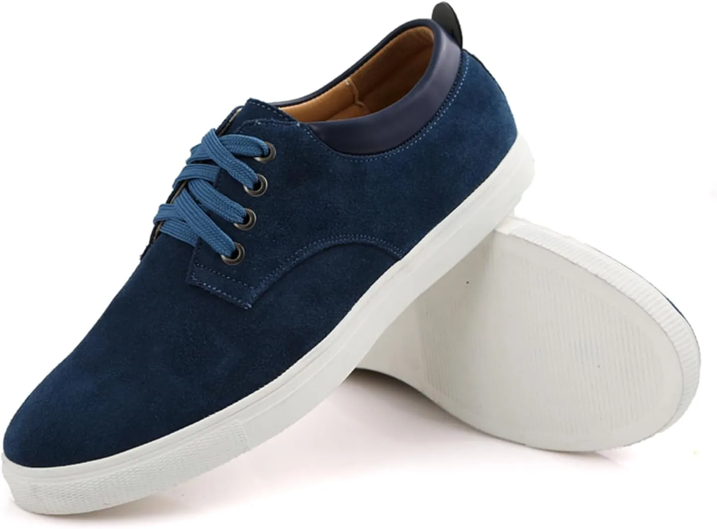 Men's Canvas Low Top Shoes Lace-Up Faux Suede Walking Loafer Shoes Fashion Casual Sneakers Lightweight Flat Driving Shoes