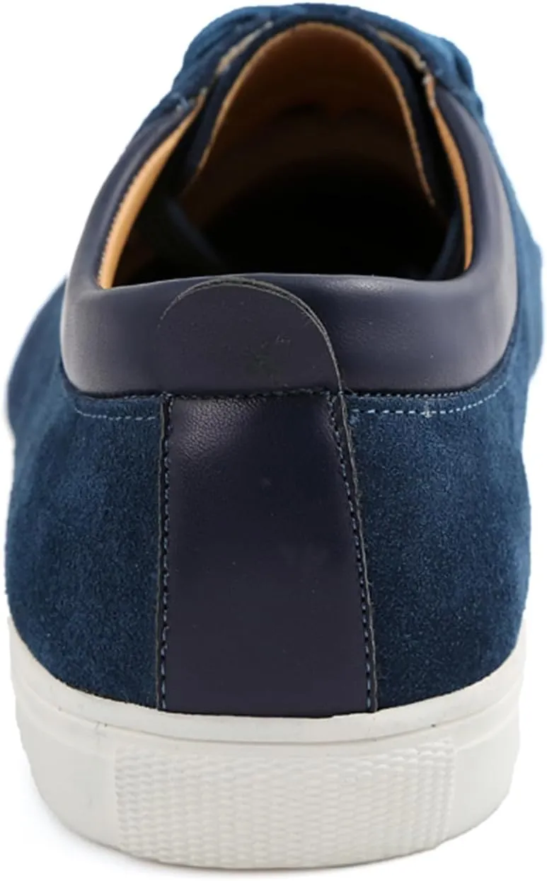 Men's Canvas Low Top Shoes Lace-Up Faux Suede Walking Loafer Shoes Fashion Casual Sneakers Lightweight Flat Driving Shoes
