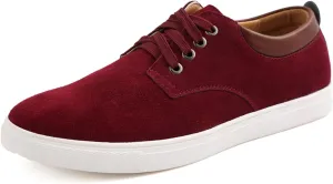 Men's Canvas Low Top Shoes Lace-Up Faux Suede Walking Loafer Shoes Fashion Casual Sneakers Lightweight Flat Driving Shoes