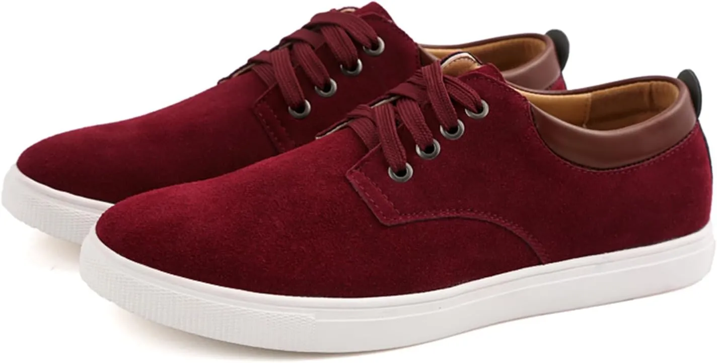 Men's Canvas Low Top Shoes Lace-Up Faux Suede Walking Loafer Shoes Fashion Casual Sneakers Lightweight Flat Driving Shoes