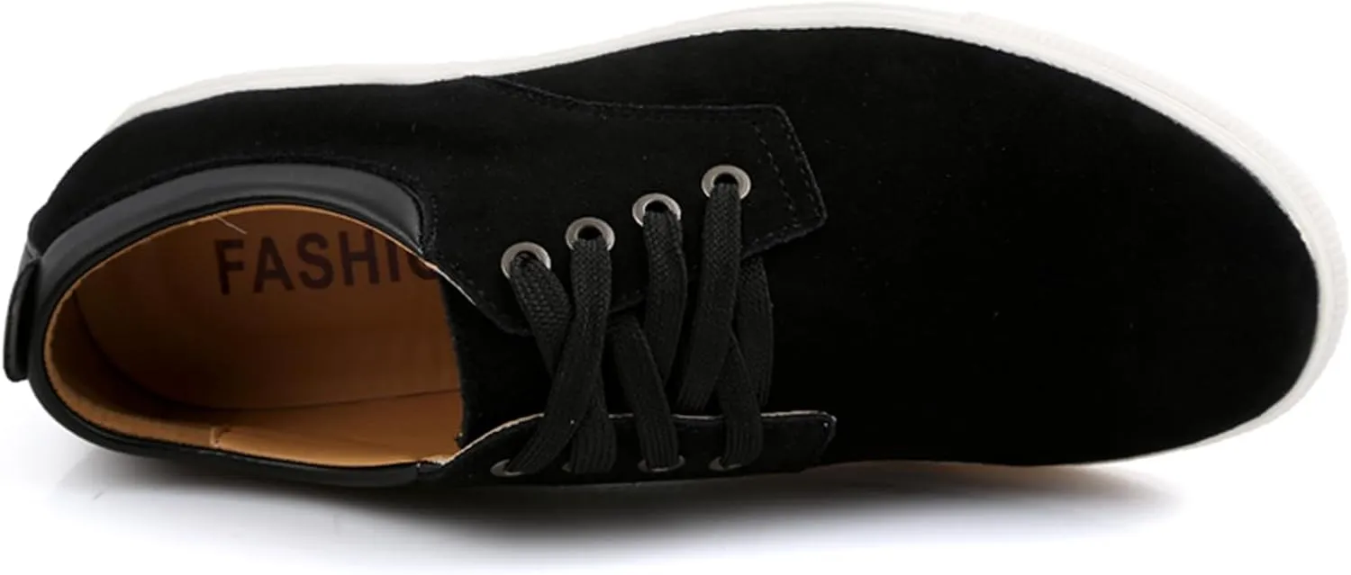 Men's Canvas Low Top Shoes Lace-Up Faux Suede Walking Loafer Shoes Fashion Casual Sneakers Lightweight Flat Driving Shoes
