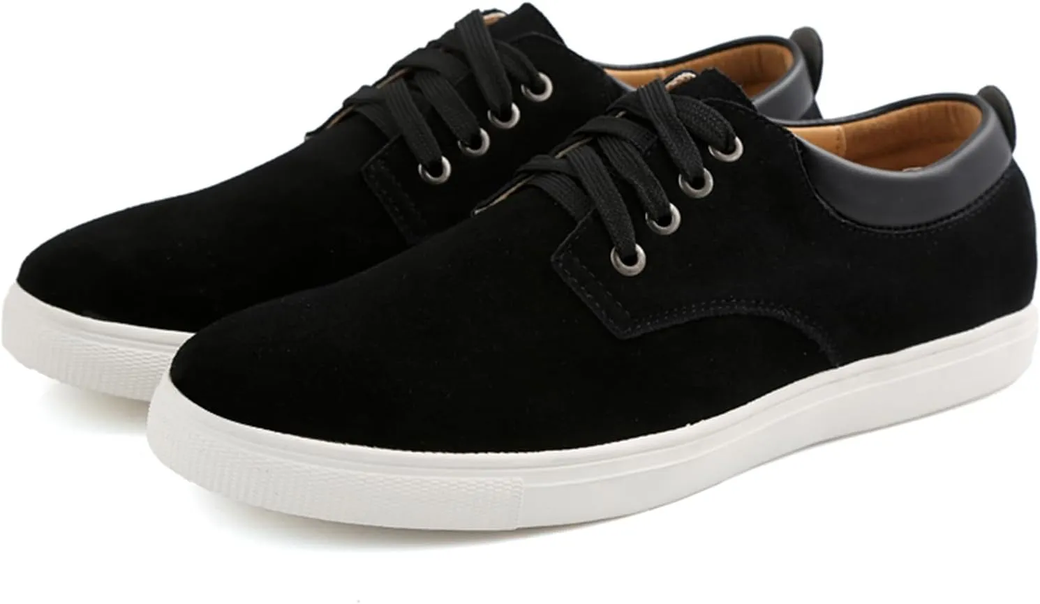 Men's Canvas Low Top Shoes Lace-Up Faux Suede Walking Loafer Shoes Fashion Casual Sneakers Lightweight Flat Driving Shoes