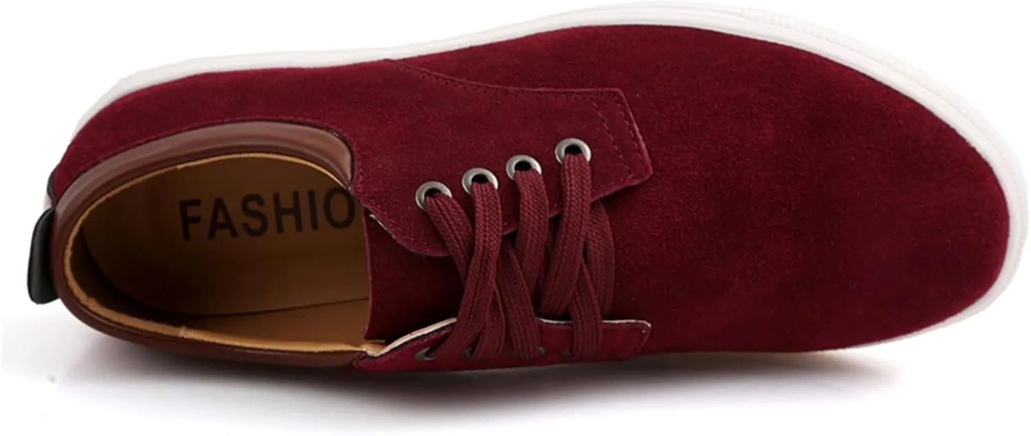 Men's Canvas Low Top Shoes Lace-Up Faux Suede Walking Loafer Shoes Fashion Casual Sneakers Lightweight Flat Driving Shoes