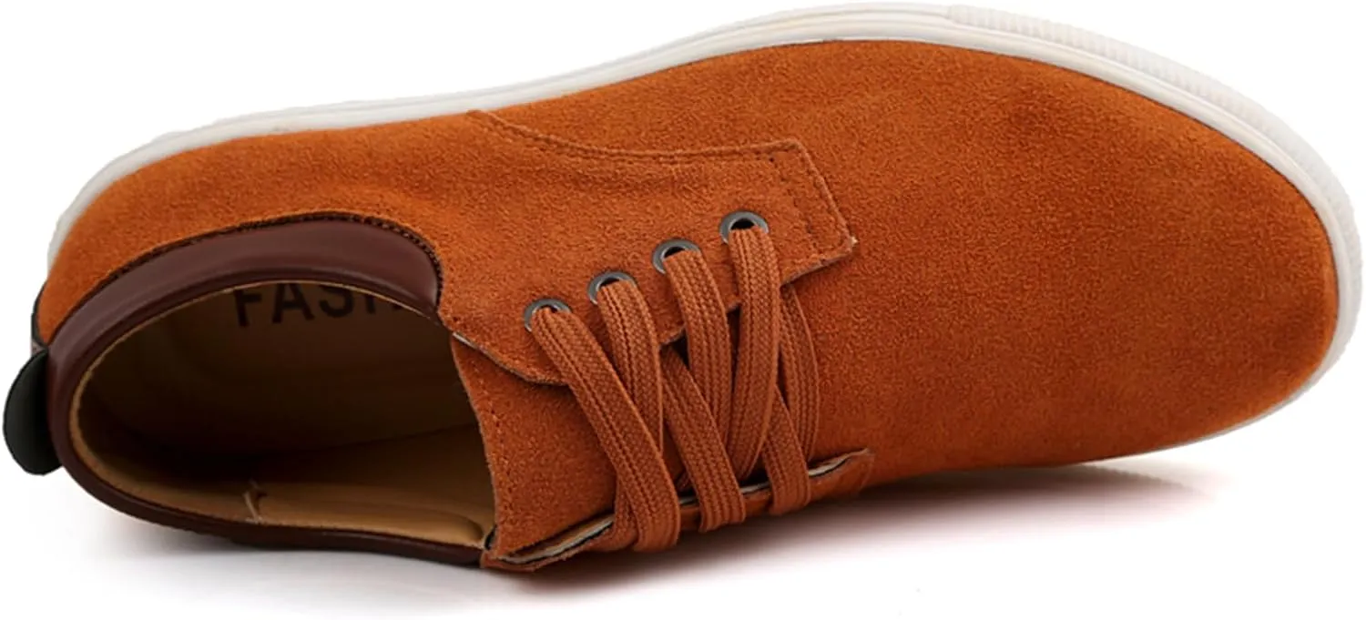 Men's Canvas Low Top Shoes Lace-Up Faux Suede Walking Loafer Shoes Fashion Casual Sneakers Lightweight Flat Driving Shoes