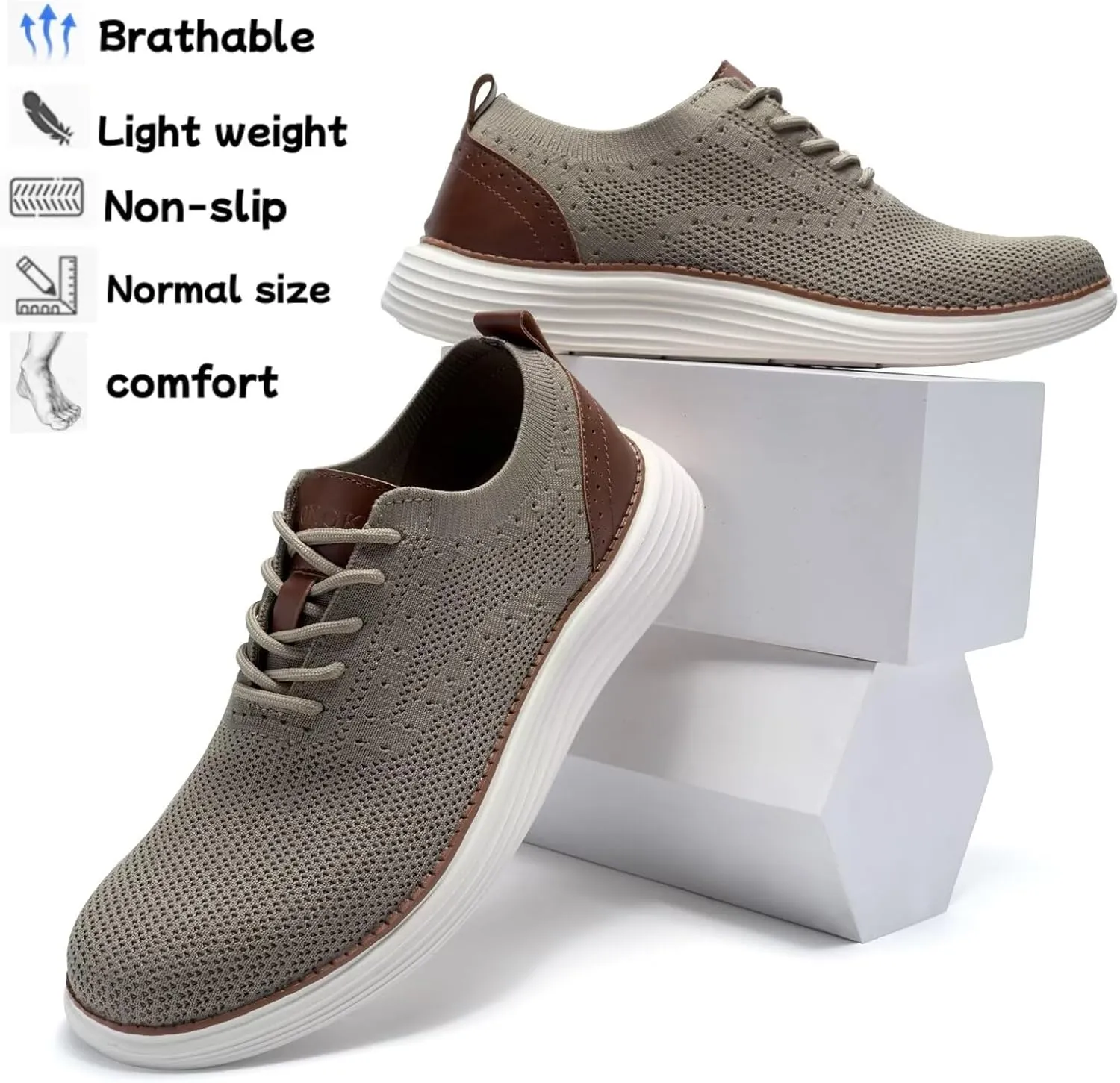Men's Casual Dress Oxfords Shoes Mesh Lightweight Breathable Fashion Sneakers Business Walking Shoes