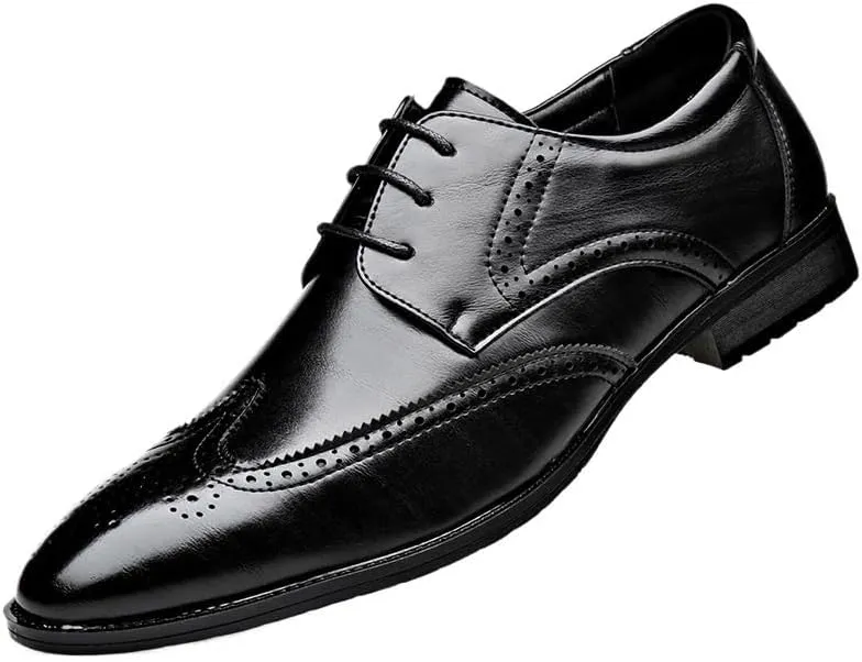 Men's Classic Business Formal Oxford Shoes Mens Wingtip Brogue Mens Casual Dress Shoes for Men