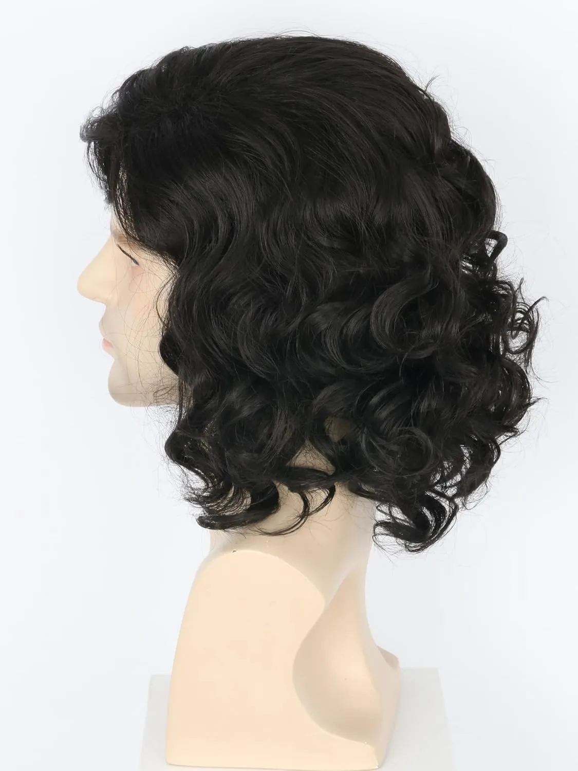 Men's Costume Wig Black Fluffy Short Curly Wig for Halloween Cosplay Costume Wig