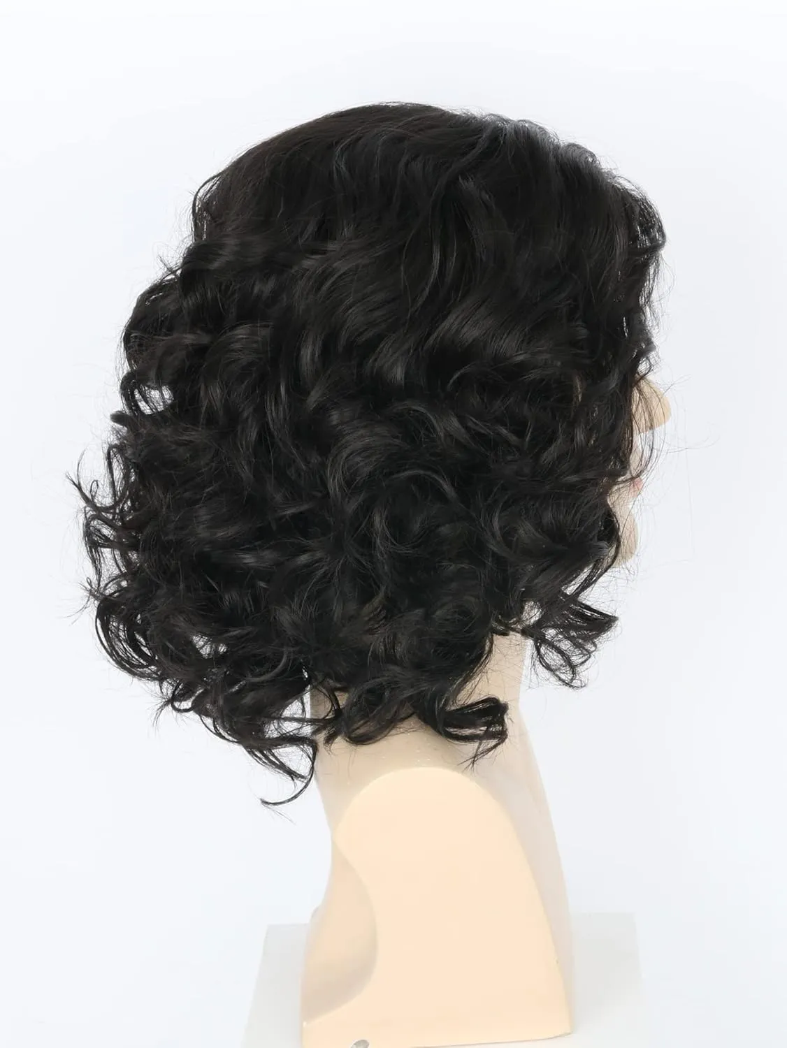 Men's Costume Wig Black Fluffy Short Curly Wig for Halloween Cosplay Costume Wig