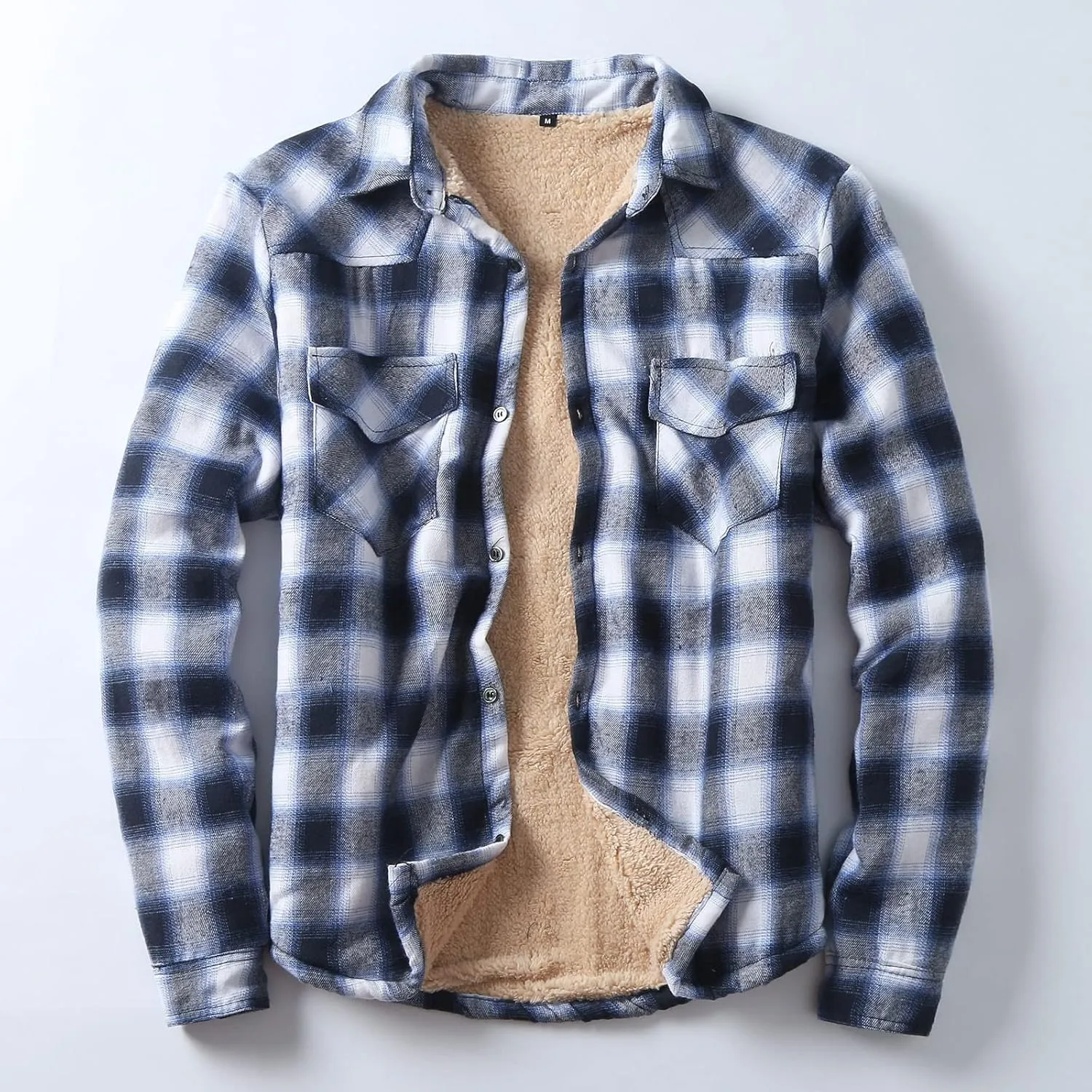 Men's Cotton Flannel Plaid Shirts Causal Long Sleeve Button Up Shirt Jackets with Pockets Classic Fit Western Shirts