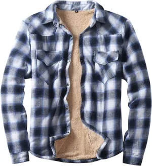 Men's Cotton Flannel Plaid Shirts Causal Long Sleeve Button Up Shirt Jackets with Pockets Classic Fit Western Shirts