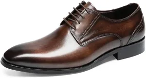Men's Derby Shoes Pointed-Toe Dress Shoes for Men Soft Leather Oxfords Wedding Office Business