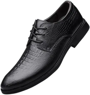 Men's Dress Oxford Fashion Lace Up Wedding Wingtip Pu Leather Casual Anti-Slip Rubber Sole Slip Resistant Block Heel Shoe