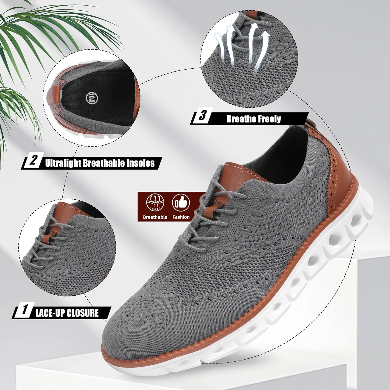 Mens Dress Shoes Casual Oxfords Shoes Knit Lightweight Breathable Business Work Shoes Walking Shoes Fashion Sneakers