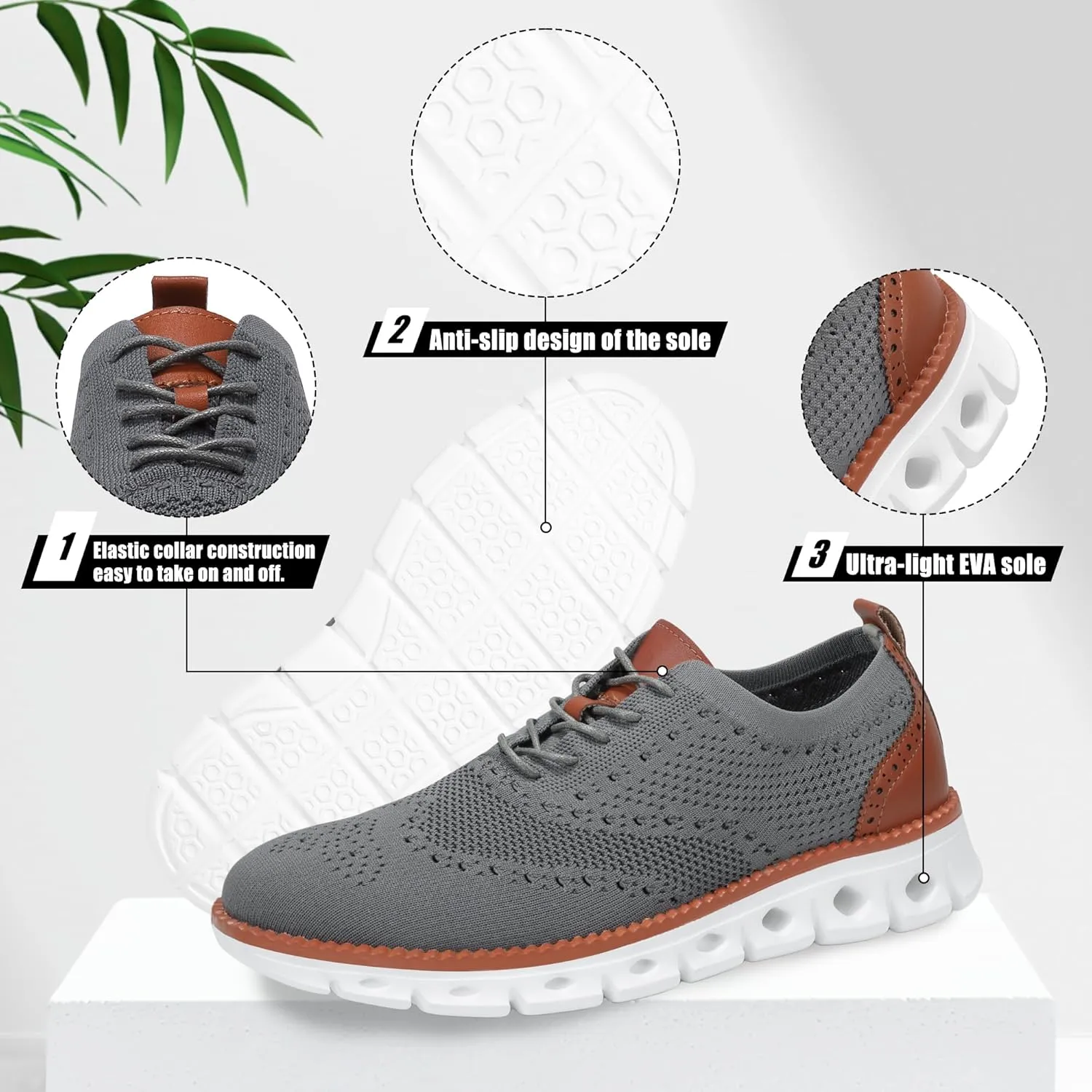Mens Dress Shoes Casual Oxfords Shoes Knit Lightweight Breathable Business Work Shoes Walking Shoes Fashion Sneakers