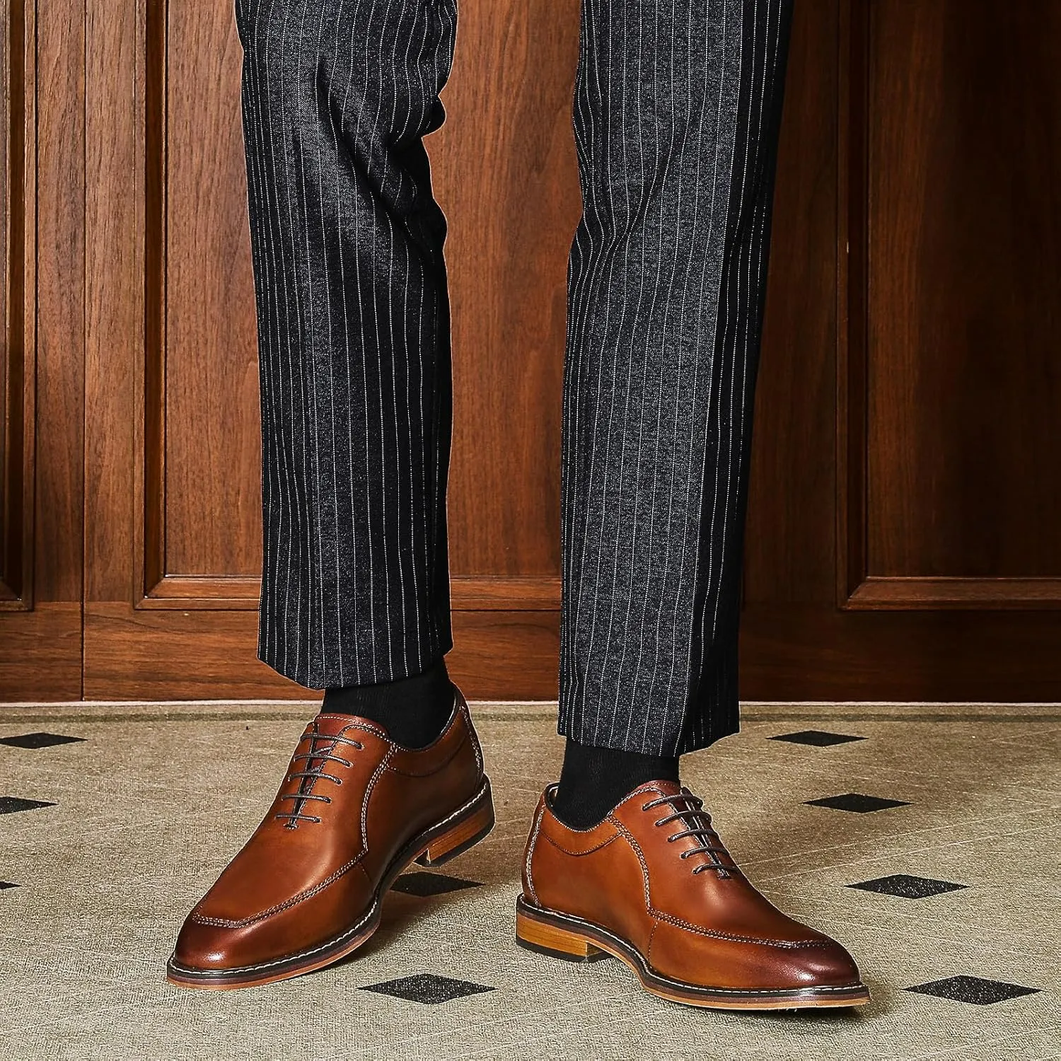 Men's Dress Shoes Genuine Leather Oxford for Men Classic Comfortable Formal Business lace up No Creases Mens Dress Shoes