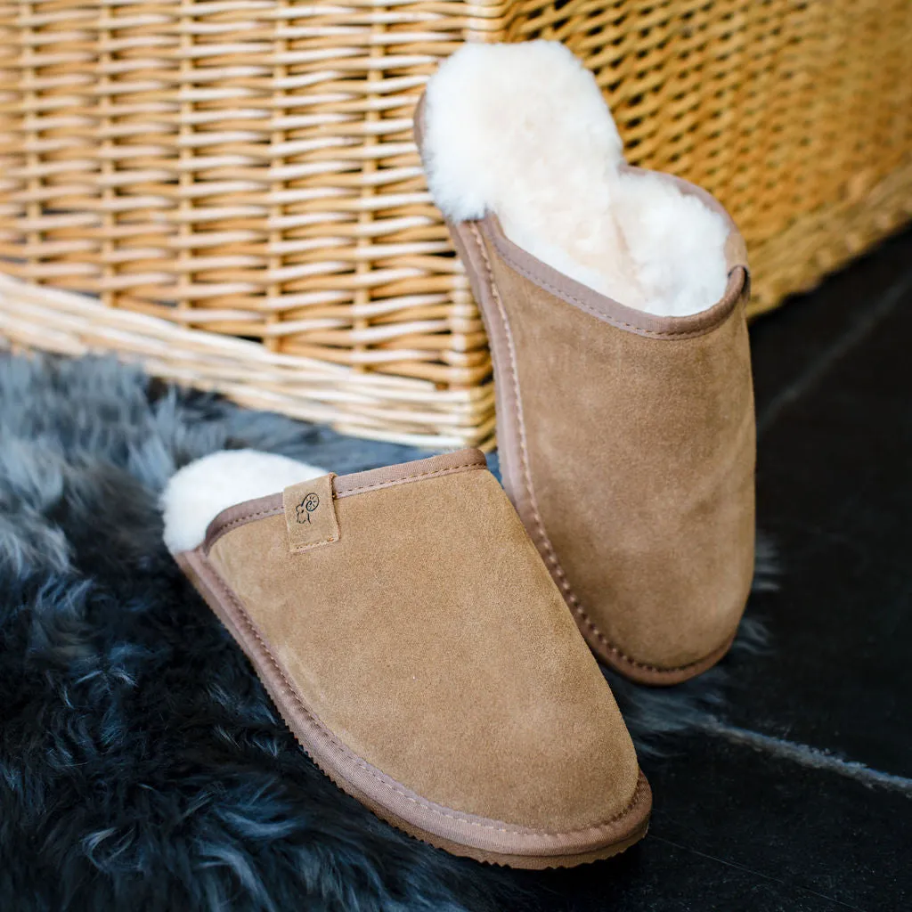 Men's Ellis Sheepskin Lined Slipper Mule - Chestnut/Natural
