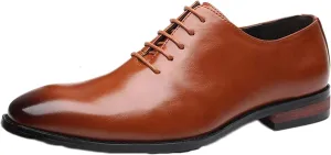 Men's Formal Shoes, Gentlemen's Wedding Parties, Oxford Shoes, Fashionable Low Top Lace up Business Shoes, Pointed Classic Leather Shoes