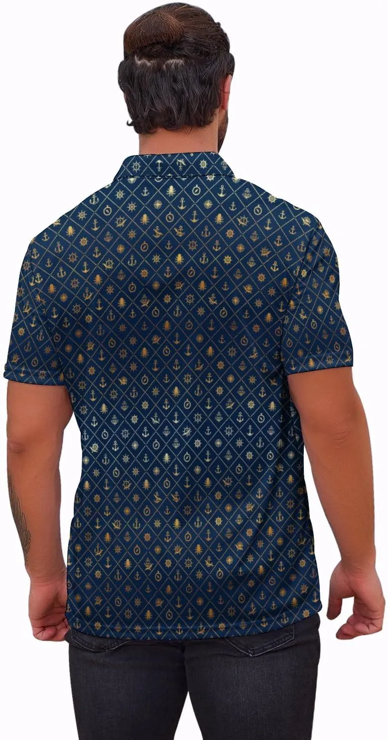 Mens Funny Polo Shirts, Short Sleeve Golf Shirts, Moisture Wicking Quick-Dry Business Casual Shirt for Men