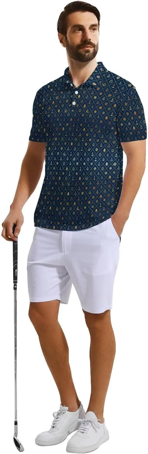 Mens Funny Polo Shirts, Short Sleeve Golf Shirts, Moisture Wicking Quick-Dry Business Casual Shirt for Men