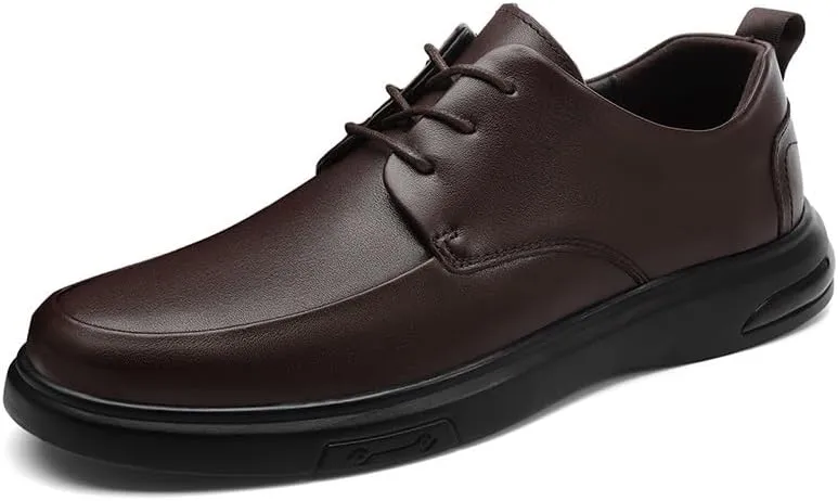 Men's Genuine Leather Dress Shoes Mens Fashion Classic Pointed Toe Lace Up Low Oxfords Shoes
