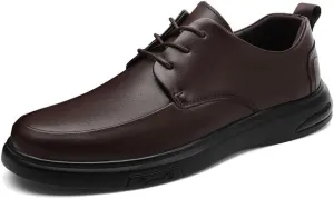 Men's Genuine Leather Dress Shoes Mens Fashion Classic Pointed Toe Lace Up Low Oxfords Shoes