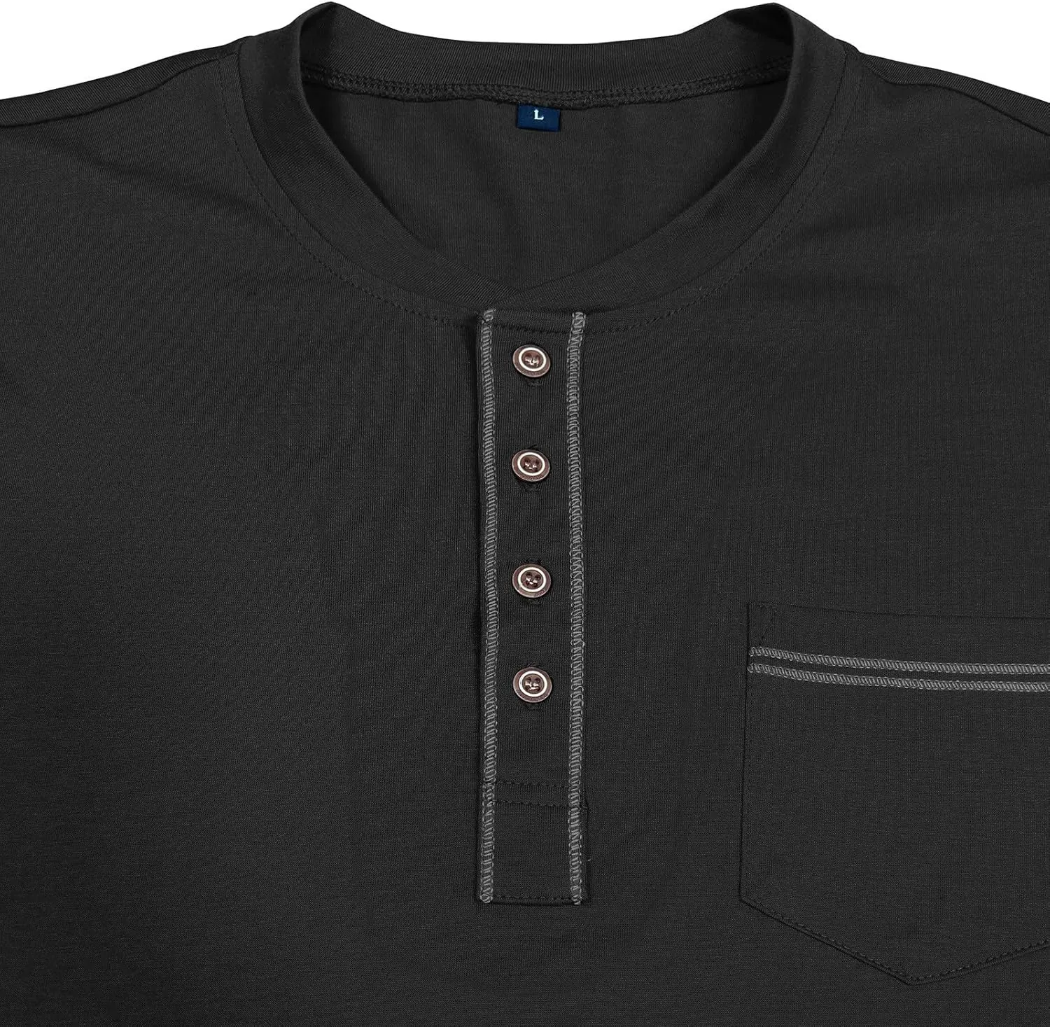 Men's Henley Shirt Soft Cotton Short Sleeve Stretchy Muscle Fit T Shirts Classic Band Collar Button Down Tee Tops