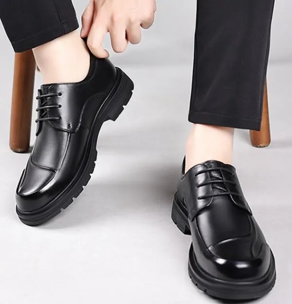 Mens Leather Derby Dress Shoes Genuine Leather Spring Business Formal Wedding Groom Top Grain Oxford Shoes