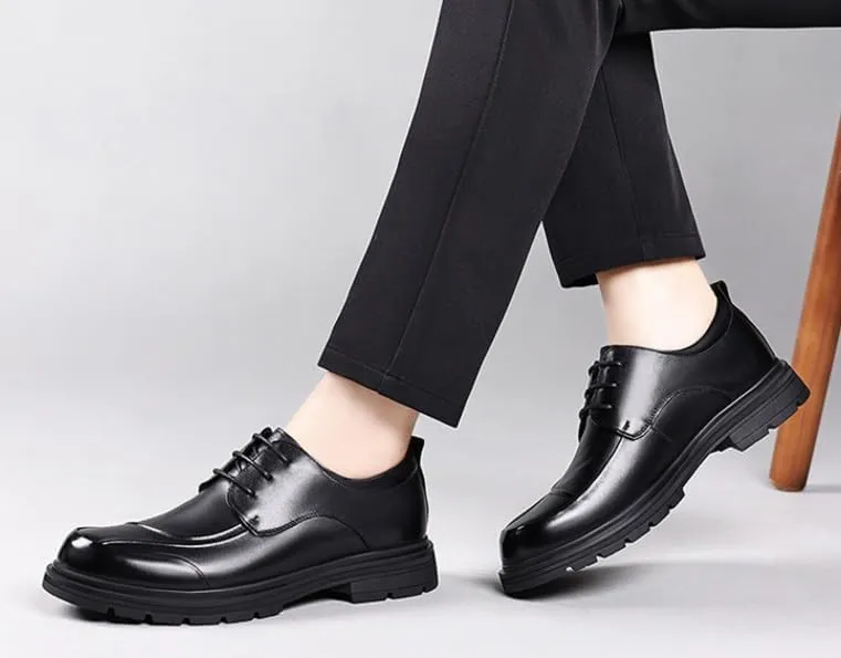 Mens Leather Derby Dress Shoes Genuine Leather Spring Business Formal Wedding Groom Top Grain Oxford Shoes