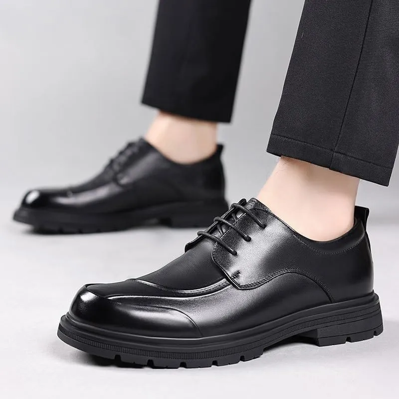 Mens Leather Derby Dress Shoes Genuine Leather Spring Business Formal Wedding Groom Top Grain Oxford Shoes