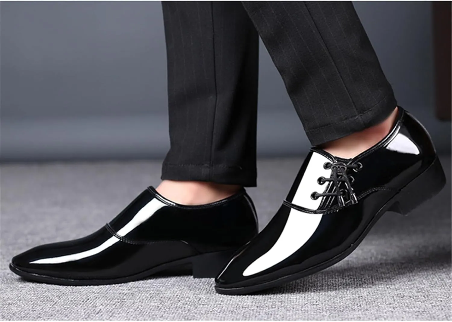 Mens Loafer Shoes Slip on Patent Leather Modern Dress Shoes for Men Business Casual Driving Prom Party Wedding Comfortable