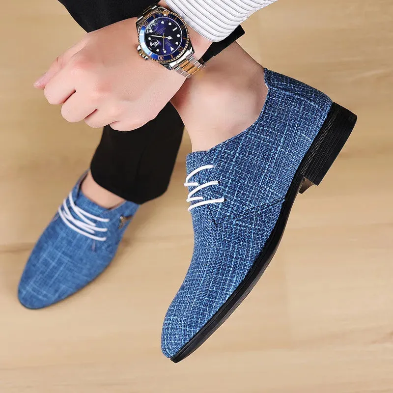 Men's Luxury Oxford Shoes – Breathable Linen Canvas Dress Shoes