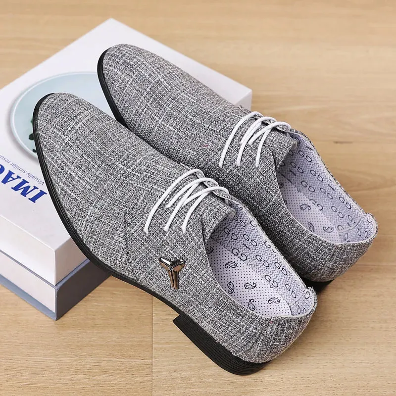 Men's Luxury Oxford Shoes – Breathable Linen Canvas Dress Shoes