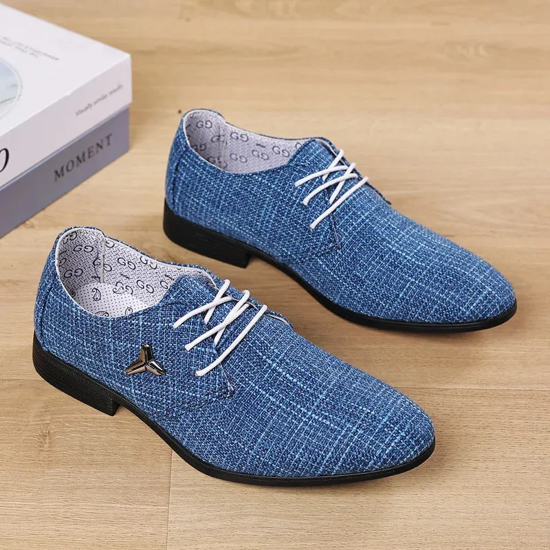 Men's Luxury Oxford Shoes – Breathable Linen Canvas Dress Shoes