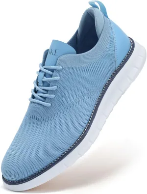 Men's Mesh Dress Shoes Casual Business Lace Up Oxford Sneakers Lightweight Breathable Walking Shoes Comfortable Thick Sole Tennis Footwear