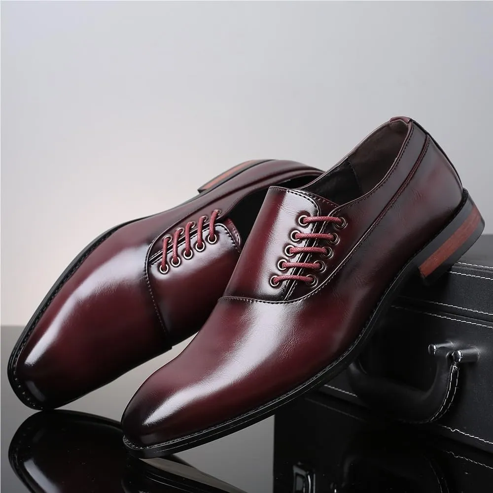Men's Orthopedic Dress Shoes Handmade Leather Lace Up Oxford Business Formal Shoes Comfortable Bullock Style