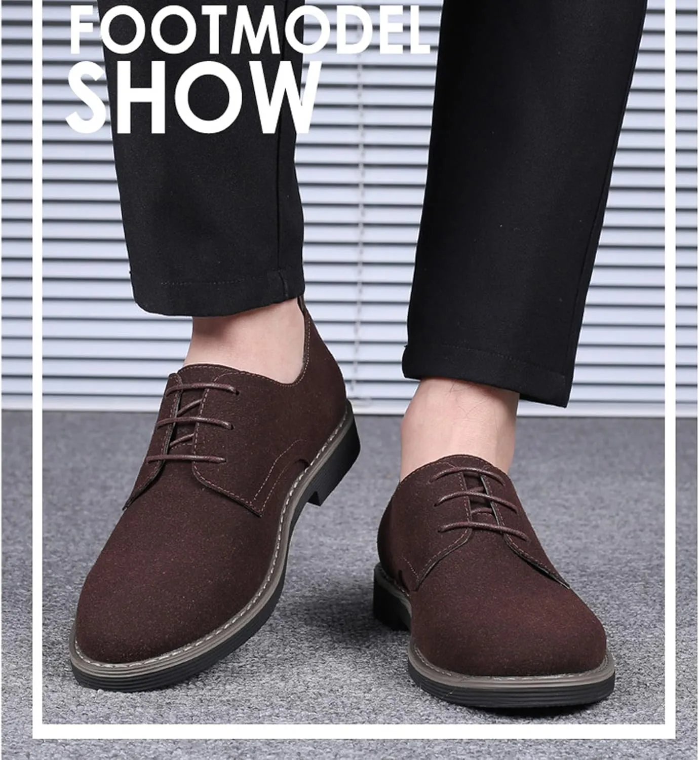 Men's Oxford Dress Shoes Classic Lace Up Casual Suede Leather Low-Top British Business Breathable Formal