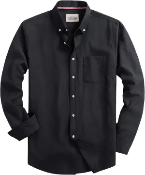 Mens Oxford Shirts Long Sleeve Slim Fit Lightweight Casual Button Down Shirts with Pocket