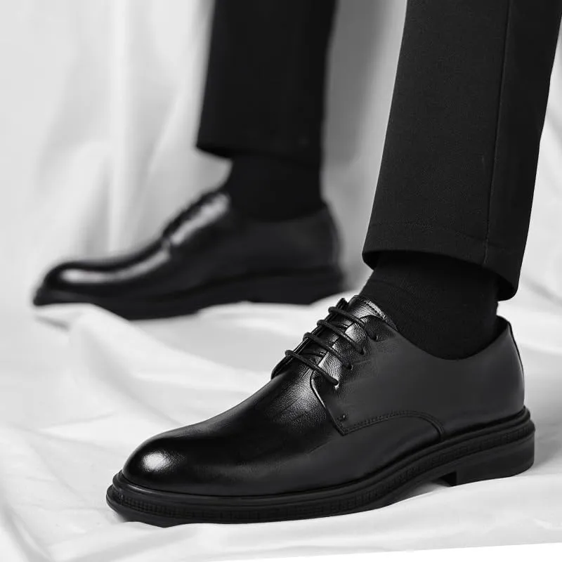 Mens Pointed Toe Groom Wedding British Style Breathable Oxford Leather Shoes Business Formal Suit