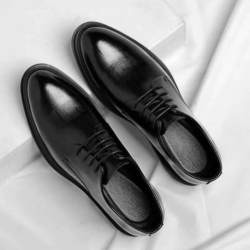 Mens Pointed Toe Groom Wedding British Style Breathable Oxford Leather Shoes Business Formal Suit