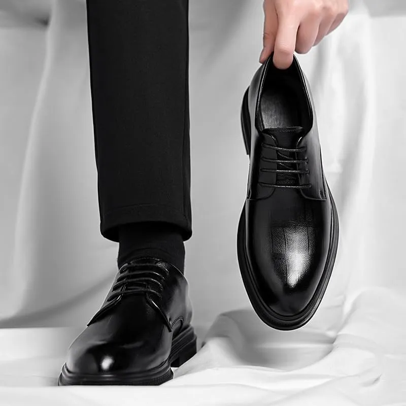 Mens Pointed Toe Groom Wedding British Style Breathable Oxford Leather Shoes Business Formal Suit