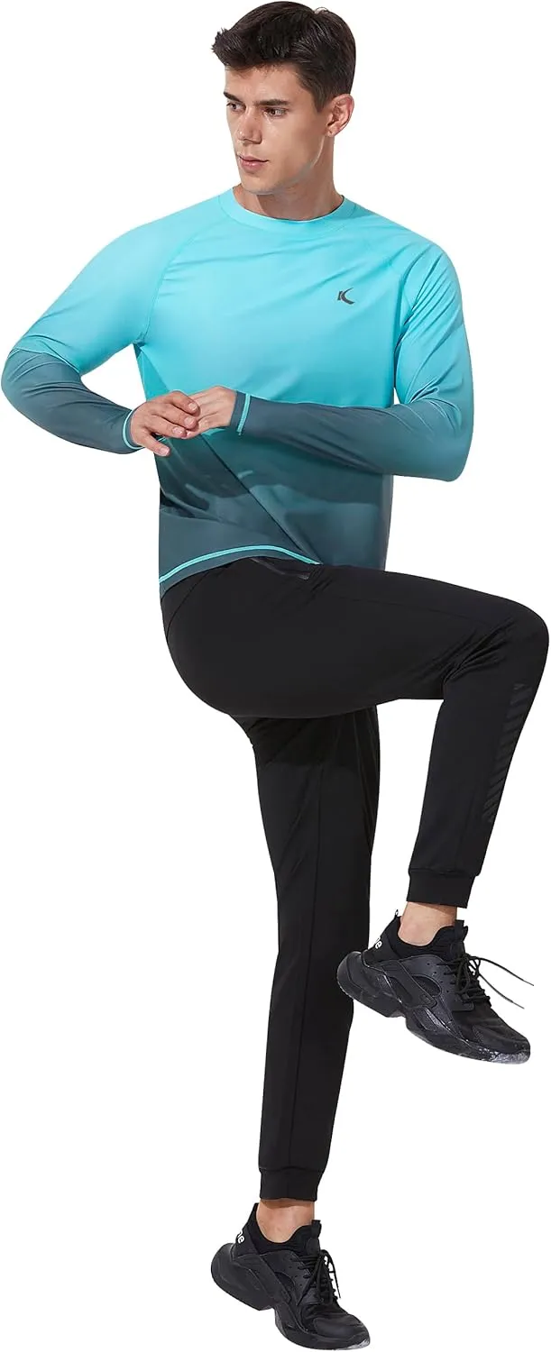 Mens Rash Guard UPF 50  Swim Shirts UV Sun Protection T-Shirt Quick Dry Long Sleeve Beach Shirts for Fishing